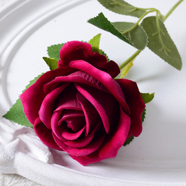 Sztuczna róża 51 cm ciemnoróżowa